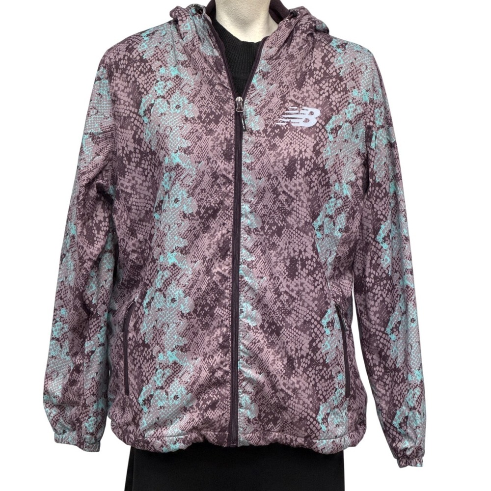 New Balance Womens Purple‎ Hooded Fleece Lined Long Sleeve Full Zip Jacket Sz XL